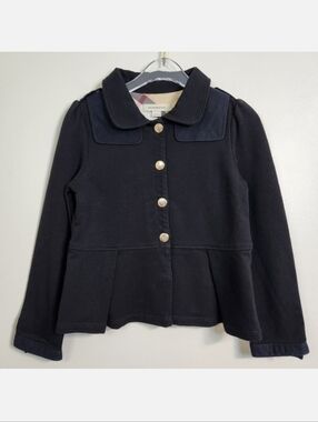 Burberry Girls Black Cotton Jacket, Size 4 ~ EUC